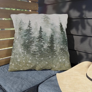 Winter Woods Outdoor Pillow | Christmas Pillows | Festive Holiday Home Decor | Waterproof Pillows | Cottagecore | Farmhouse Rustic Decor