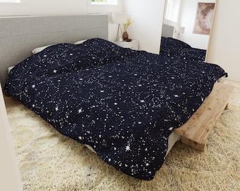 Night Sky Duvet Cover | Midnight Blue | Microfiber Duvet | Celestial Duvet | Celestial Bedding | Space | Cosmic Decor | Astronomy Decor