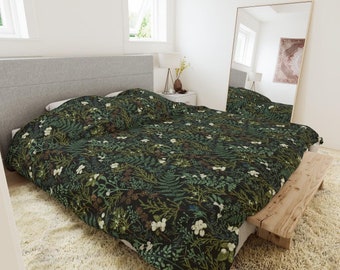 Winter Forest Duvet Cover | Enchanted Forest | Herbal | Botanical | Christmas | Holiday | Yule Decor | Cottagecore Duvet | Mistletoe | Pine