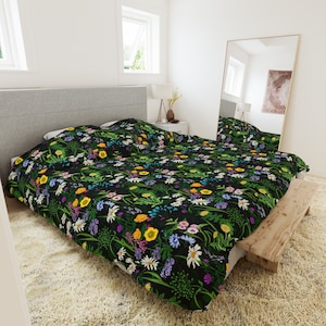 Vintage Botanical Duvet Cover | Floral Duvet Cover | Wildflowers | Wild Floral Decor | Rustic Farmhouse Home Decor | Dorm | Spring Bedding