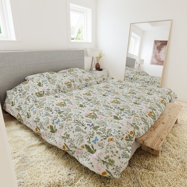 Botanical Duvet Cover | Floral Bedding | Floral Duvet | Boho Bedding | Botanical Bedroom Decor | Farmhouse Country | Wildflowers