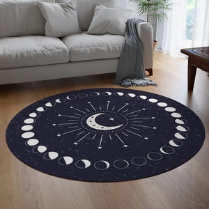 Moon Phase Area Rug | Phases of the Moon | Moon Rug | Celestial Rug | Witchy Rug | Witchy Area Rug | Boho Decor | Witchy Decor | Moon Phases