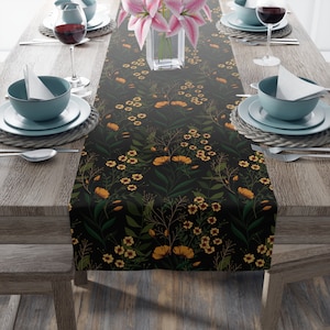 Botanical Table Runner | Wildflowers | Cottagecore | Floral Table Runner | Whimsical | Boho | Bohemian Style | Decorative Table Runner