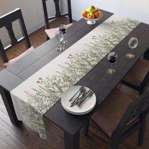Botanical Table Runner | Wildflowers | Floral Table Runner | Spring Table Runner | Decorative Runner | Whimsical Botanical Print