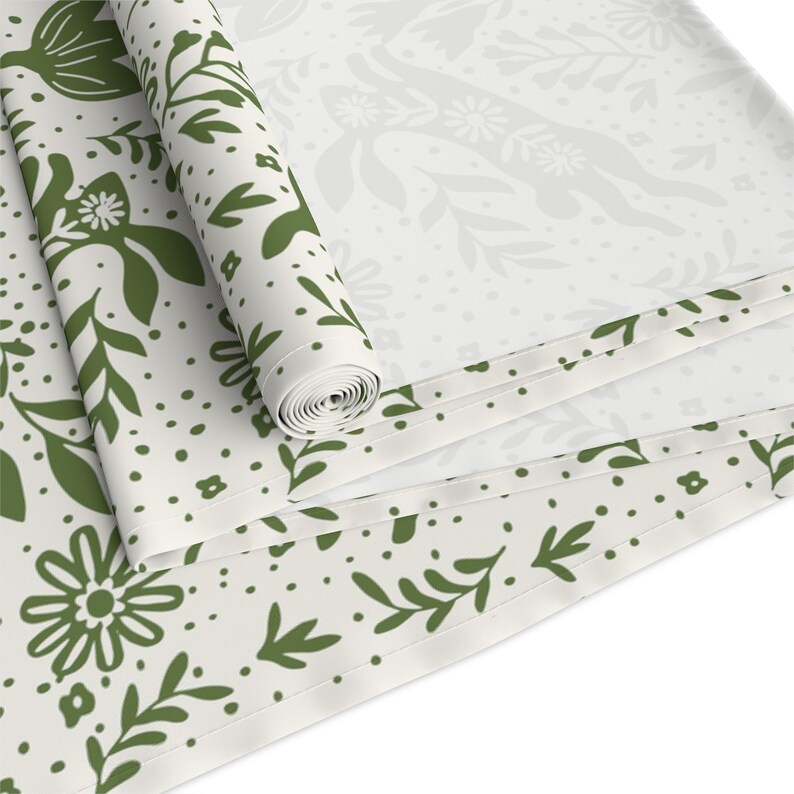 Vintage Rabbit Table Runner | Scandinavian Table Runner | Spring Table Runner | Botanical Print | Easter Table Runner | Poly Cotton Linens image 5