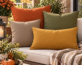 Earth Tone Outdoor Pillows | Patio Throw Pillow | Rustic Farmhouse Decor | Fall Porch Pillow | Boho Outdoor Cushion | Mix & Match Pillows
