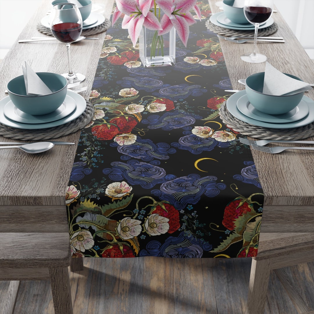 Whimsigoth Table Runner Celestial Table Runner Witchy Table Runner Chinoiserie Moon Table Runner