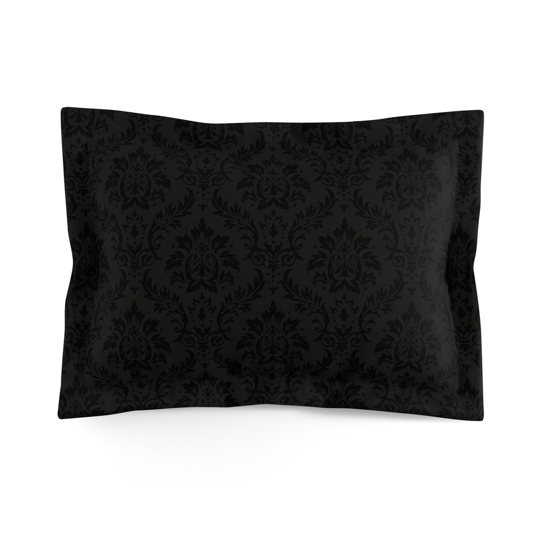 Black Damask Pillow Cover Gothic Pillow Sham Victorian Pillowcase Dark