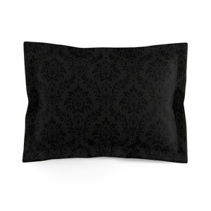 Black Damask Pillow Cover | Gothic Pillow Sham | Victorian Pillowcase | Dark Floral Bedding | Black Bedroom Decor | Gothic Bedding