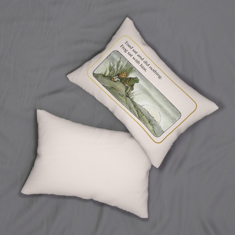 Frog and Toad Lumbar Pillow, Cottagecore Pillow, Bookish Pillow, Whimsical Decor, Classic Book Gift, Nostalgic Gift, Whimsy Frog Pillow afbeelding 6