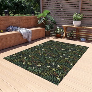 Winter Forest Indoor/Outdoor Rug | Enchanted Forest | Cottagecore Rug | Herbal | Botanical | Holiday | Boho Decor | Yule Decor | Mistletoe