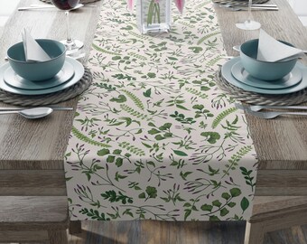 Botanical Table Runner | Cottagecore Runner | Bohemian Runner | Boho Runner | Boho Decor | Spring Linens | Spring Table Runner | Herb | Fern
