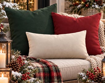 Winter Outdoor Pillows | Patio Throw Pillow | Rustic Farmhouse Decor | Holiday Porch Pillow | Boho Outdoor Cushion | Mix & Match Pillows