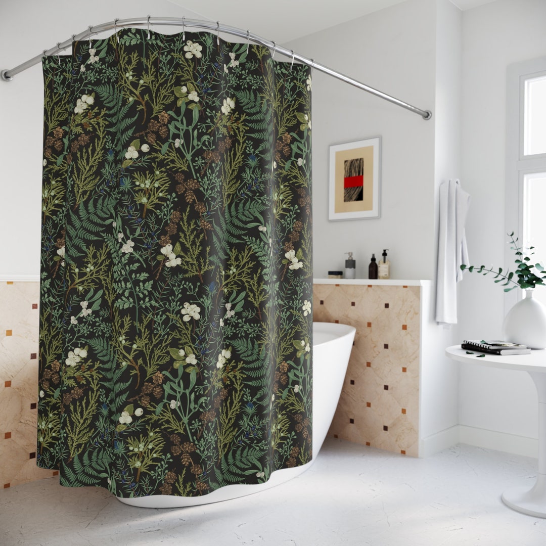 Botanical Shower Curtain Forest Shower Curtain Green Shower Curtain