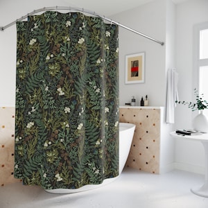 Cottagecore Shower Curtain | Botanical Shower Curtain | Enchanted Forest Decor | Celestial Shower Curtain | Cottagecore Decor | Witchy Decor