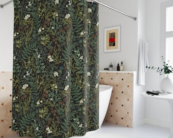 Cottagecore Shower Curtain | Botanical Shower Curtain | Enchanted Forest Decor | Celestial Shower Curtain | Cottagecore Decor | Witchy Decor
