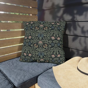 William Morris Inspired Outdoor Pillow | Patio Pillow | Cottagecore Pillow | Botanical Pillow | Boho Outdoor Pillow | Waterproof Pillow 18" × 18"