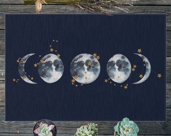 Moon Phase Doormat | Indoor/Outdoor Mat | Welcome Mat | Celestial Doormat | Moon Phase Rug | Witchy Doormat | Celestial Rug | Boho Doormat