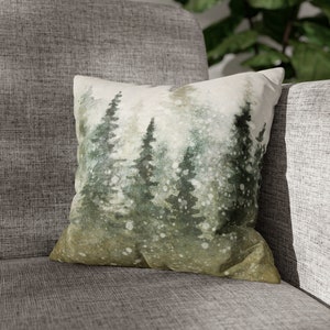 Winter Woods Pillow Cover | Holiday Home Decor | Farmhouse Decor | Christmas Throw Pillow | Snow | Woodland | Forest | Yule | Pine | Fir