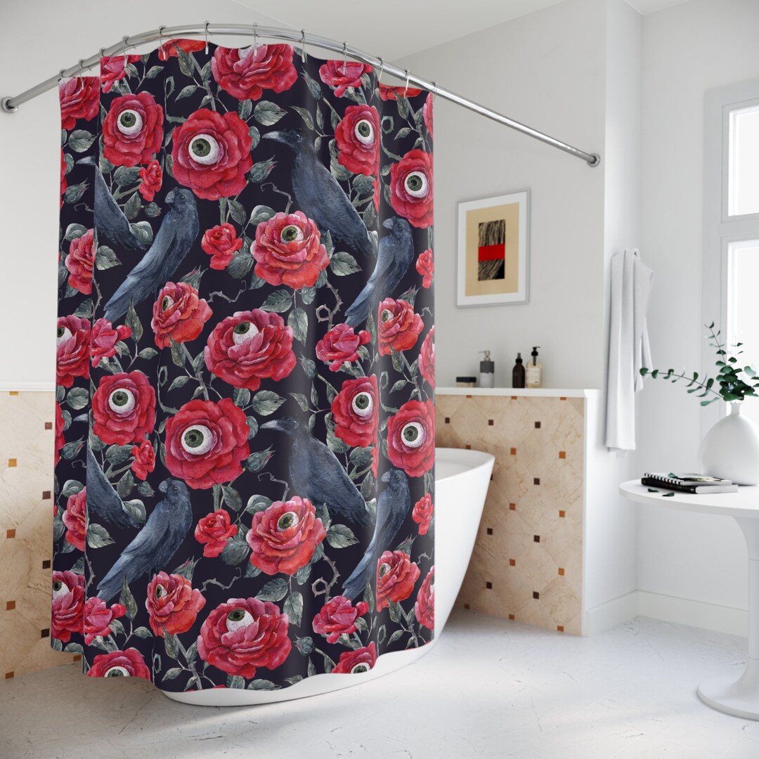 Gothic Shower Curtain Dark Floral Shower Curtain Dark Etsy