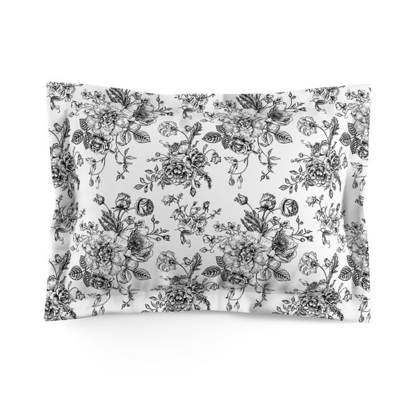 French Toile Pillow Cover | 100% Microfiber | Floral Pillow Sham | Green Floral Pillowcase | Victorian Bedding | Classic | Elegant