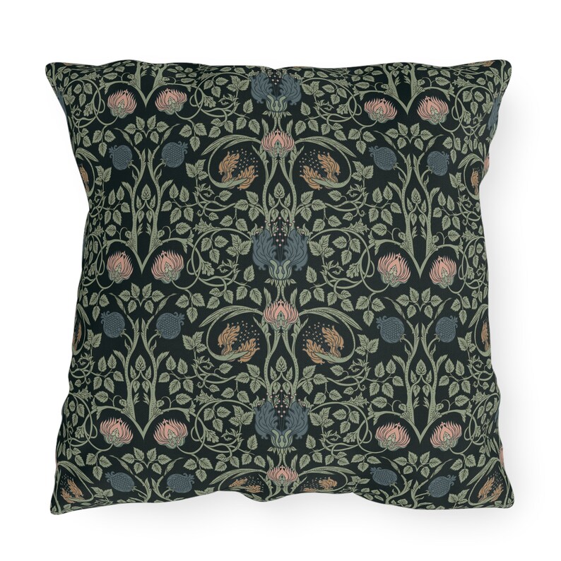 William Morris Inspired Outdoor Pillow | Patio Pillow | Cottagecore Pillow | Botanical Pillow | Boho Outdoor Pillow | Waterproof Pillow image 6