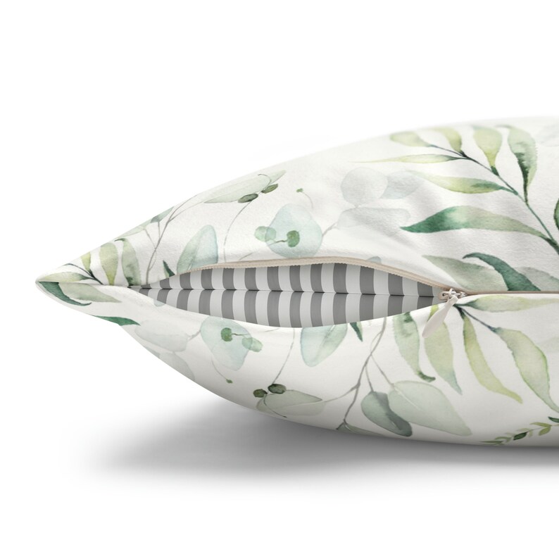 Botanical Eucalyptus Pillow Cover | Watercolor Greenery Throw Pillow | Boho Cottagecore Decor | Faux Suede Nature Accent Pillow image 7