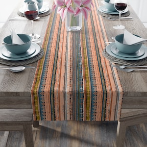Ethnic Boho Table Runner | Bohemian Table Runner | Rustic Table Runner | Retro Vintage Style Home Decor | Multi Color Farmhouse Table Runner