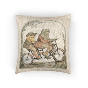Frog and Toad Woven Pillow Cottagecore Bookish Decor Whimsical Vintage Throw Pillow Nostalgic Gift for Readers Classic Book Lover's Gift image 7