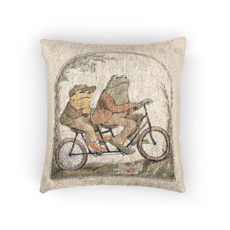 Frog and Toad Woven Pillow Cottagecore Bookish Decor Whimsical Vintage Throw Pillow Nostalgic Gift for Readers Classic Book Lover's Gift image 7