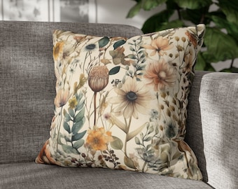 Botanical Throw Pillow Cover | Wildflowers | Cottagecore | Whimsical Home Decor | Floral Pillow Cover | Accent Pillows | Wild Floral Decor