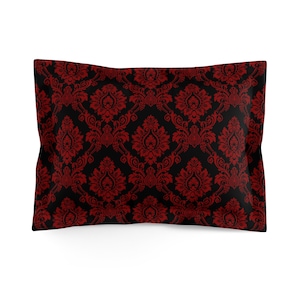 Red Damask Pillow Cover | Gothic Pillow Cover | Victorian Pillow Cover | Dark Floral Bedding | Gothic Bedroom Decor | Gothic Bedding