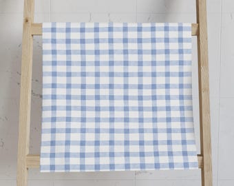 Vintage Blue Plaid Hand Towel | Spring Hand Towel | Farmhouse Rustic Bathroom Decor | French Country | Watercolor Print | Blue Gingham Towel