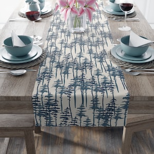 Rustic Forest Table Runner | Cottagecore Table Runner | Farmhouse Table Runner | Woodland Decor | Vintage | Trees | Decorative Table Runner