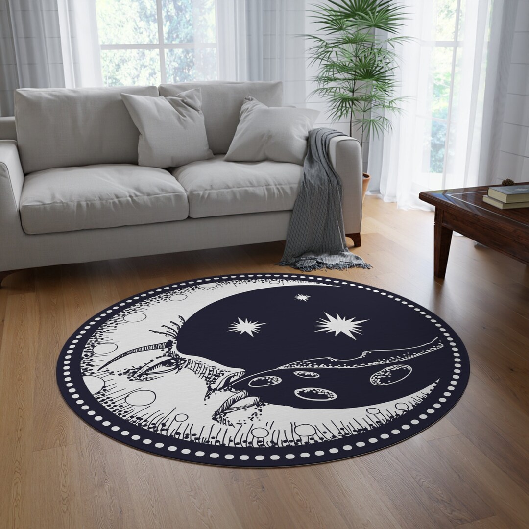 Moon Face Area Rug Celestial Area Rug Vintage Area Rug Etsy
