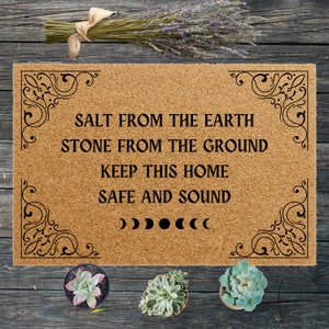 Witchy Doormat | Welcome Mat | Coir Mat | Protection Spell | Halloween Doormat | Witch Doormat | Gothic Doormat | Moon Phase Mat