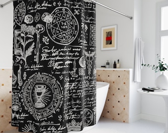 Witchcraft Magic Shower Curtain | Witchy Shower Curtain | Gothic Shower Curtain | Witchcore Decor | Gothic Decor | Celestial Shower Curtain