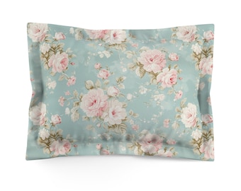 Shabby Chic Pillow Sham | French Country Rose | Toile Bedding | Victorian Bedroom Decor | Vintage Floral Pillow Case | Spring Summer Bedding