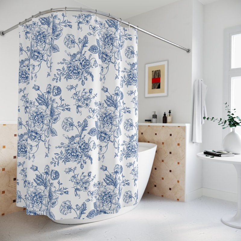 Blue Shower Curtain - Etsy