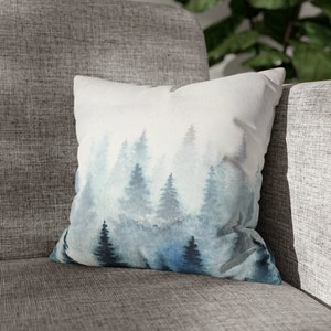 Winter Forest Throw Pillow Cover | Accent Pillow | Woodland | Rustic Pillow Cover | Farmhouse | Christmas Pillow Cover | Festive Home Decor
