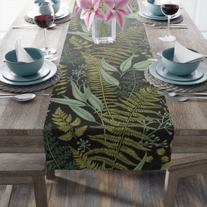 Botanical Table Runner | Cottagecore Table Runner | Boho Table Runner | Forest | Jungle | Green Table Runner | Eucalyptus | Fern | Nature