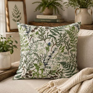 Winter Forest Pillow Cover | Woodland Botanical Throw Pillow | Rustic Farmhouse Christmas Decor | Evergreen Pine Cottage Pillow Cover