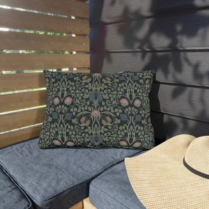 William Morris Inspired Outdoor Pillow | Patio Pillow | Cottagecore Pillow | Botanical Pillow | Boho Outdoor Pillow | Waterproof Pillow 20" × 14"