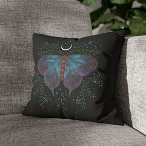 Whimsical Throw Pillow Cover | Butterfly | Moth | Moon Phase Pillow Cover | Botanical Pillow Cover | Witchy | Celestial Throw Pillow Cover