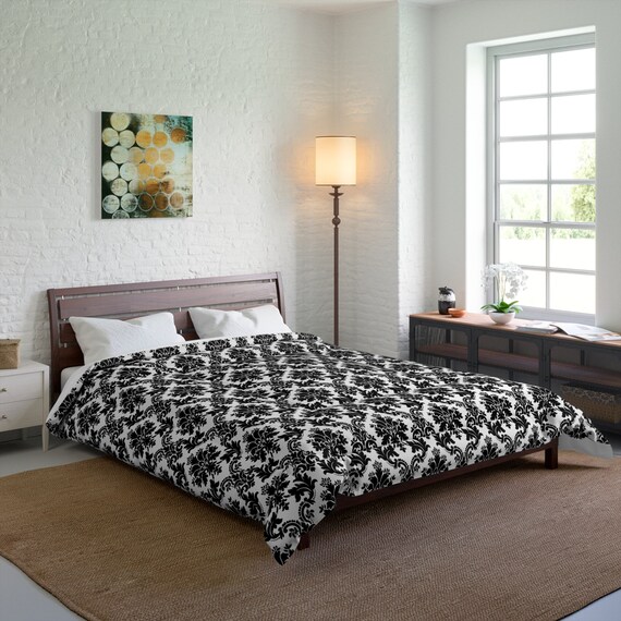 Black damask comforter discount