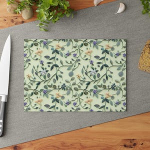 Botanical Glass Cutting Board | Wildflowers | Charcuterie Board | Serving Plate | Tempered Glass | Floral Cutting Board | Housewarming Gift 8" x 11"