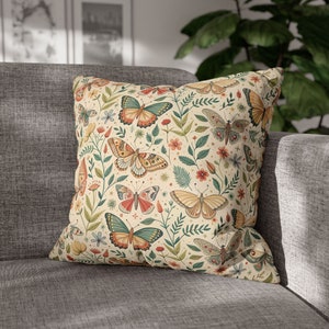 Botanical Butterfly Throw Pillow Cover | Retro Vintage Throw Pillow | Boho Throw Pillow | Bohemian Home Decor | Floral | Cottagecore Decor