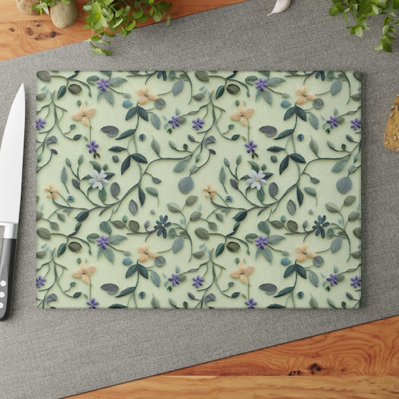 Botanical Glass Cutting Board | Wildflowers | Charcuterie Board | Serving Plate | Tempered Glass | Floral Cutting Board | Housewarming Gift