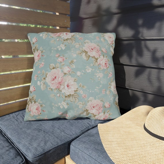 Shabby Chic Outdoor Pillow | French Country Rose | Toile Pillow | Victorian Outdoor Decor | Vintage Floral Pillow | Waterproof Throw Pillow