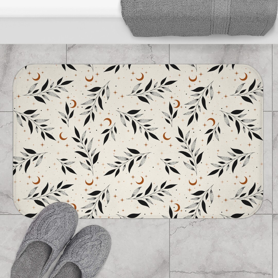 Botanical Bath Mat | Boho Bath Mat | Moon Bath Mat | Botanical Bathroom ...